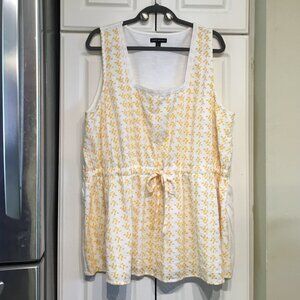 Lane Bryant Eyelet & Lace Sleeveless Cotton Top